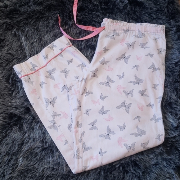 Victoria's Secret Flannel Sleep Set L Long Pink Butterfly - Picture 8 of 9